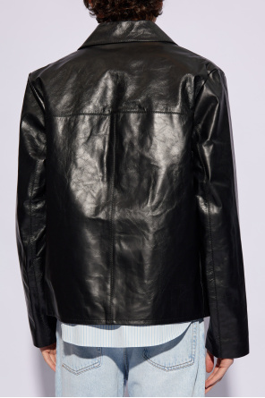 Jewel Neck Pullover Leather jacket