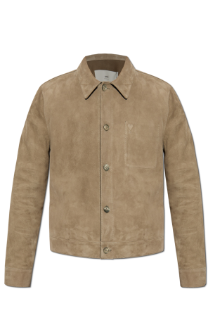 Suede jacket with embossed logo