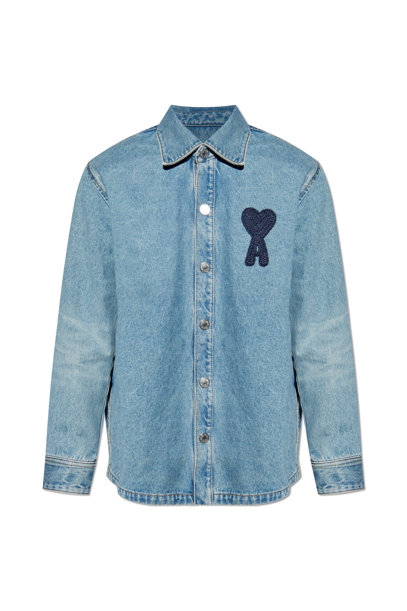 Blue Denim shirt with logo Ami Alexandre Mattiussi - Vitkac France