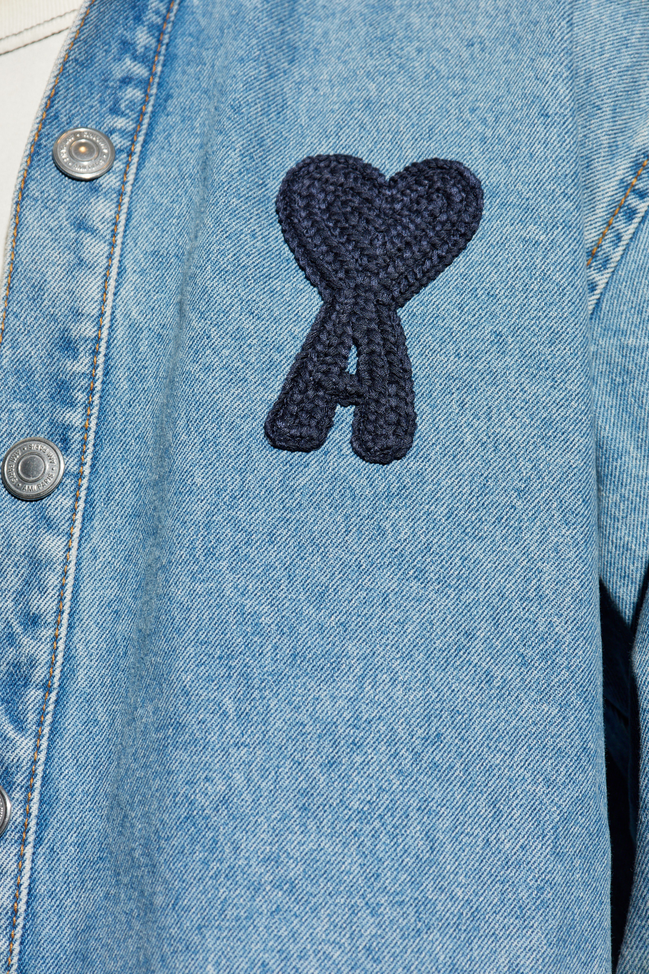 Blue Denim shirt with logo Ami Alexandre Mattiussi - Vitkac France