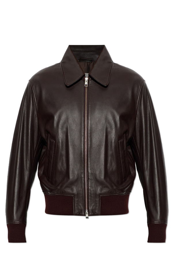 Ami Alexandre Mattiussi Leather jacket with collar