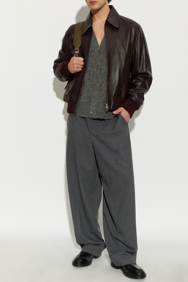 Ami Alexandre Mattiussi Leather jacket with collar