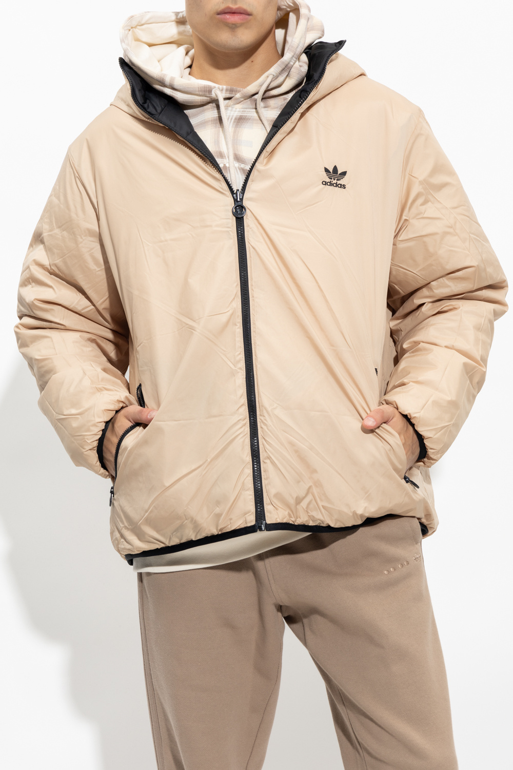 adidas yellow Originals Reversible hooded jacket