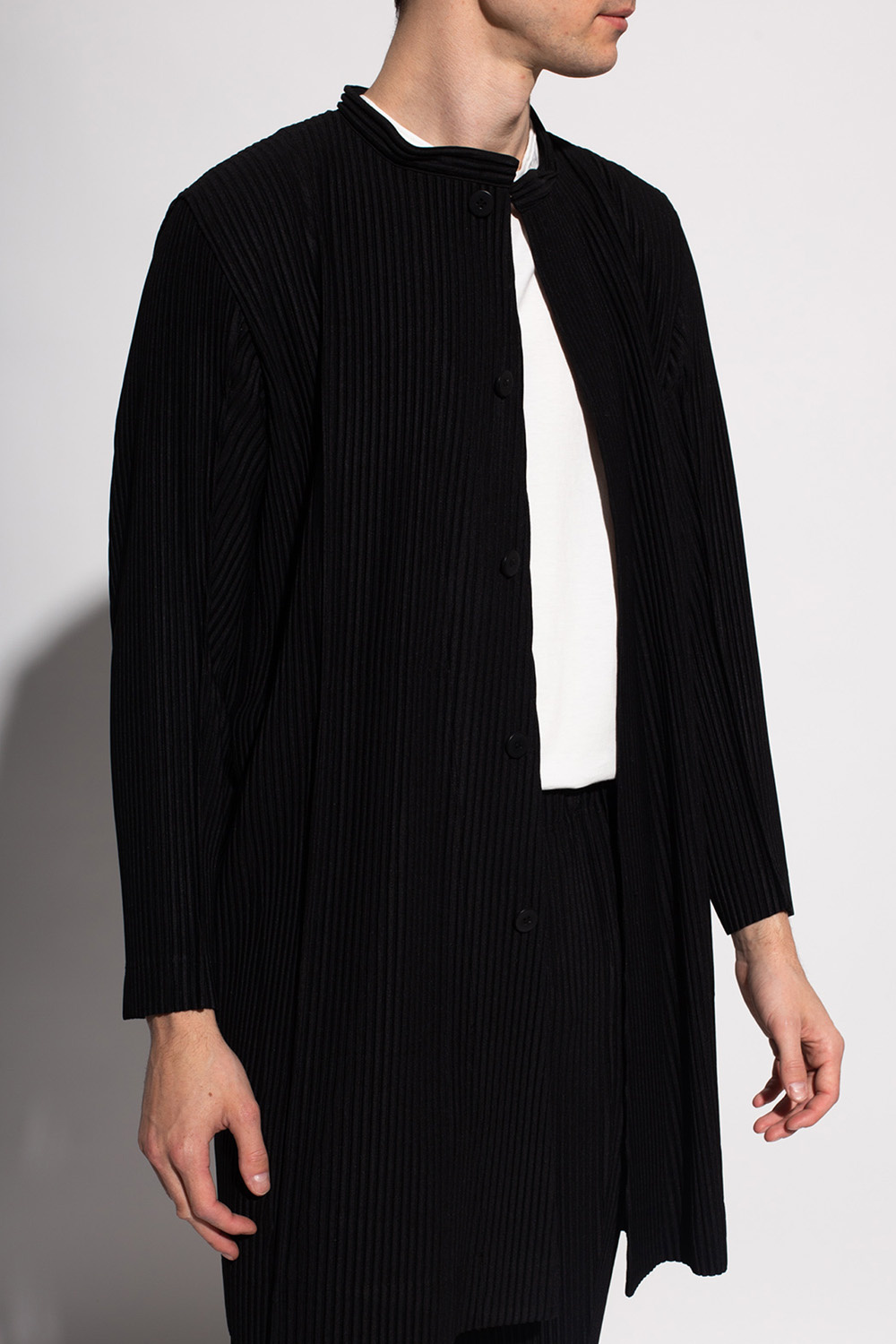 Neil Barrett panelled single-breasted jacket Ribbed coat