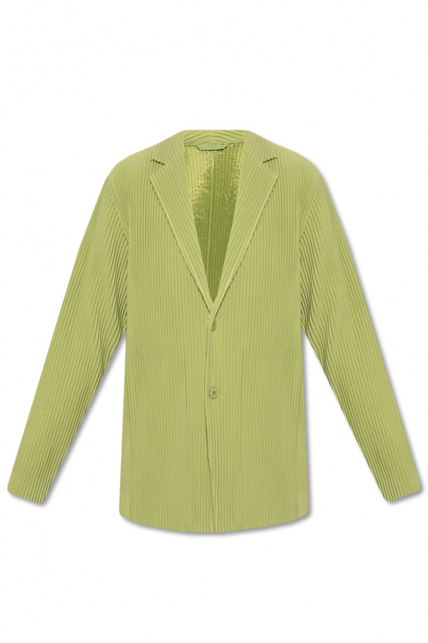 drop-shoulder contrast-trim sweater Pleated blazer
