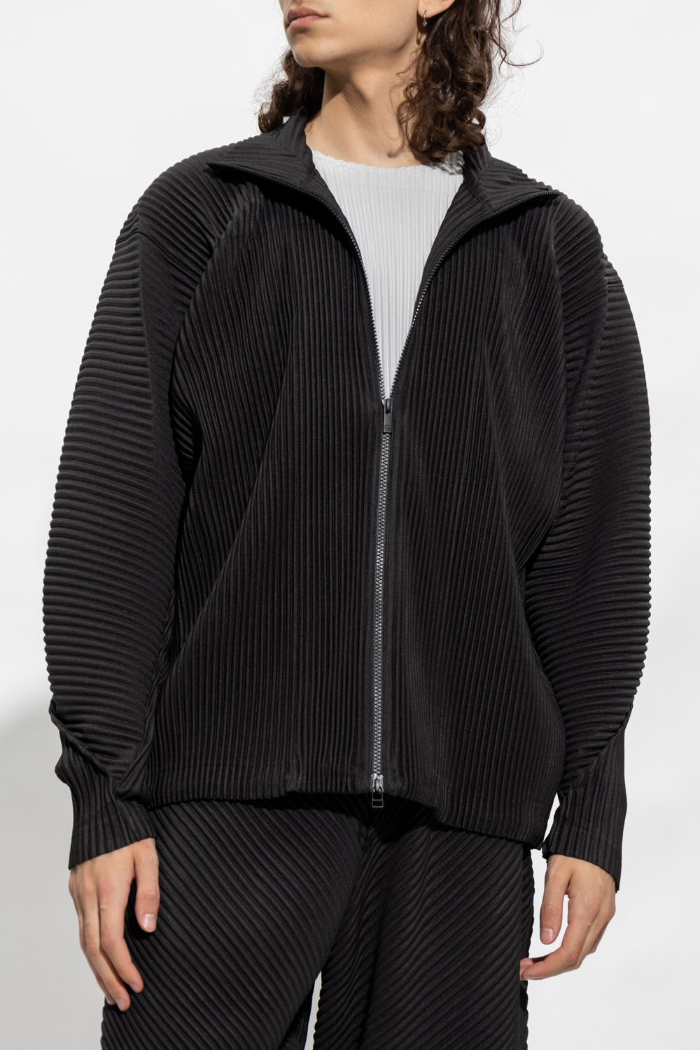 Issey Miyake Homme Plisse Ribbed sweatshirt with standing collar