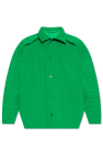 logo-patch cotton shirt jacket Verde
