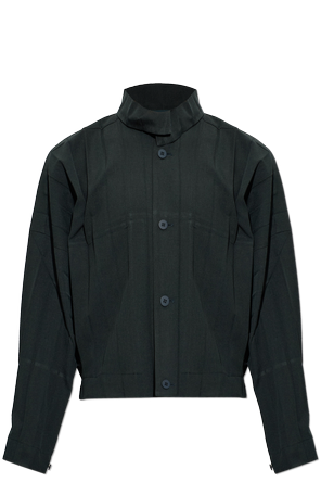 Pleated Stand-Collar Jacket