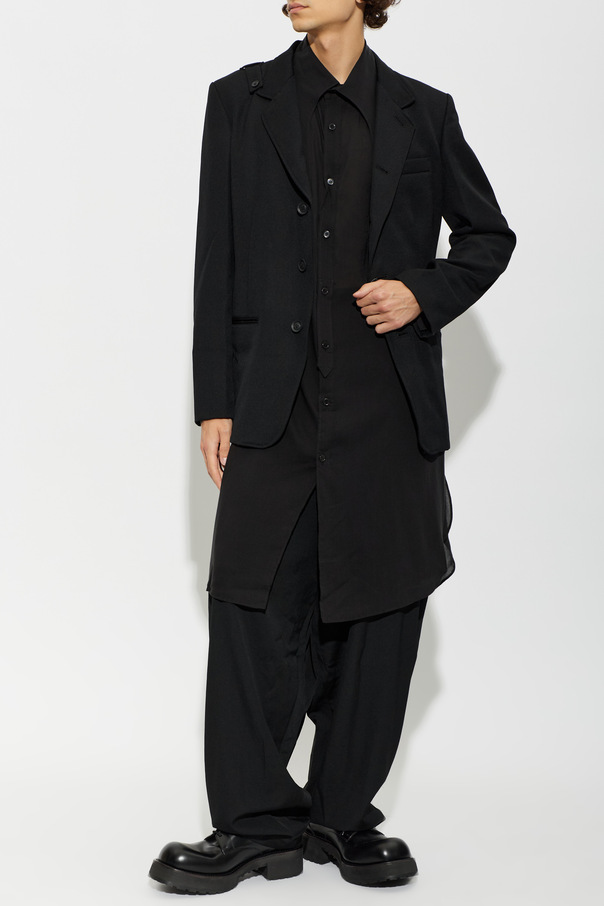 Yohji Yamamoto Wełniana marynarka z pojedynczym rozcięciem