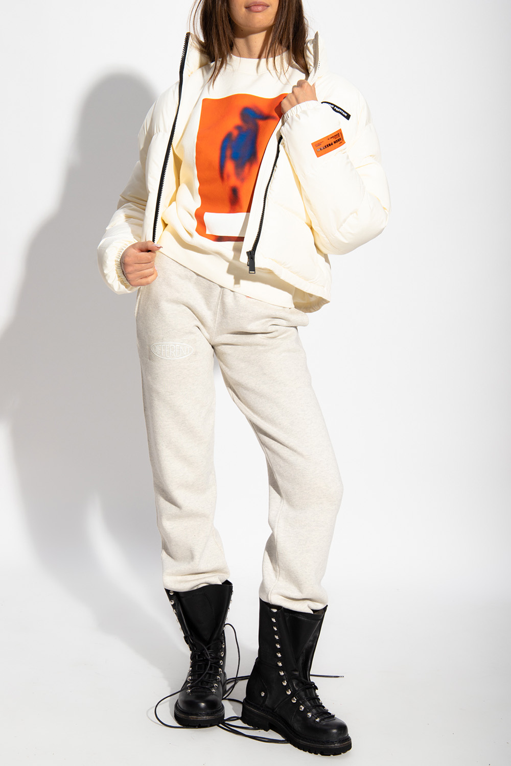 Heron Preston Padded Striped jacket with patches