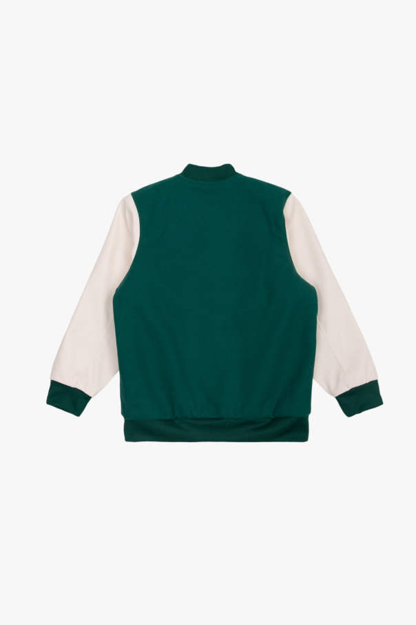 Kids Sweatshirt Varsity Jacket GREEN/WHITE
