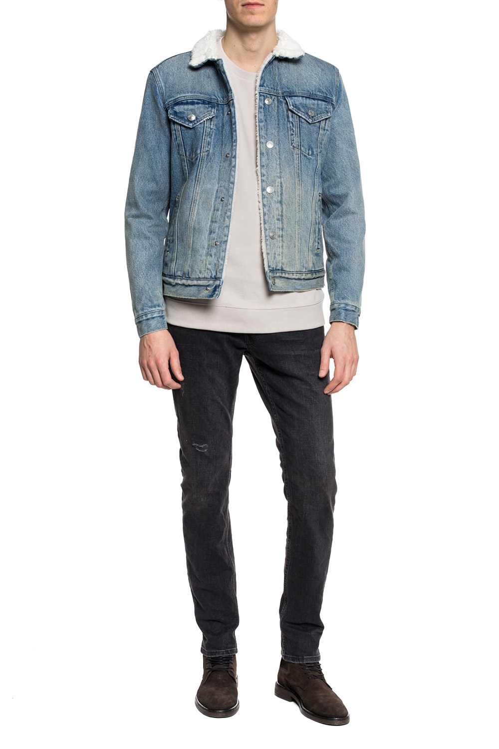 all saints two tone denim jacket