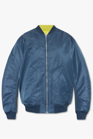 logo-patch zip-up shirt jacket Blue