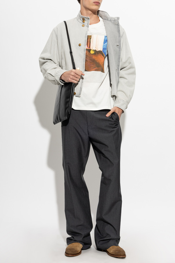 JIL SANDER Insulated Denim Jacket with Stand Collar