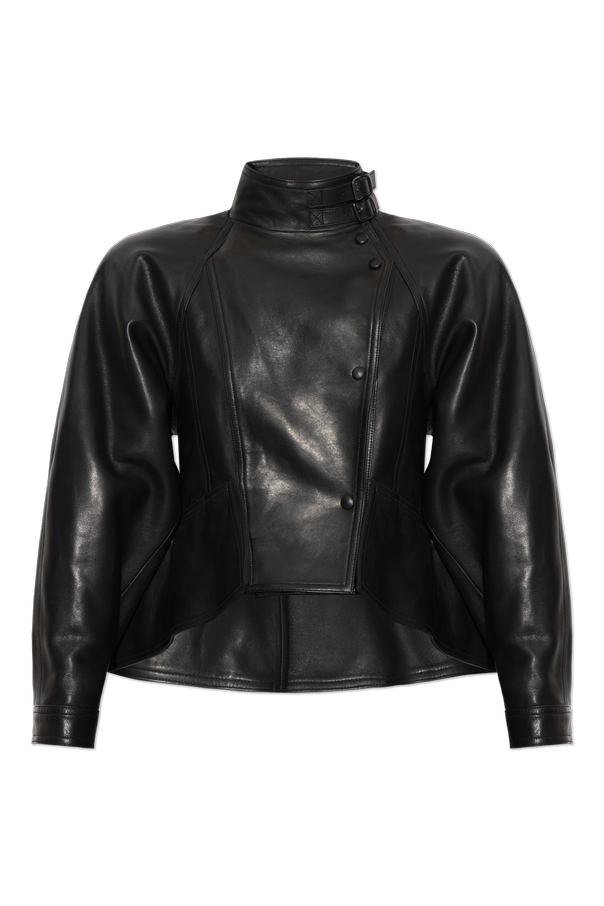 Leather peplum jacket od Balmain