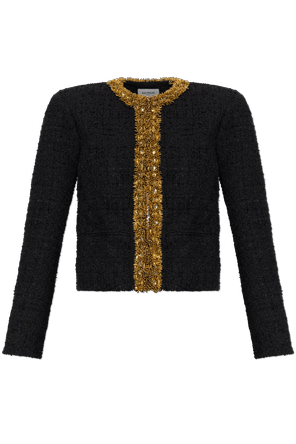 Blazer de tweed com aplicações