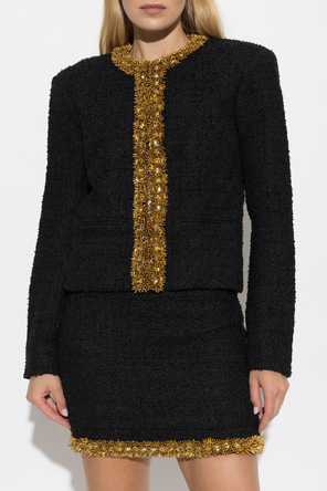 Balmain Tweedowa marynarka z aplikacjami