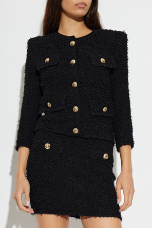 Balmain Cardigan tweed cu umerare cusute