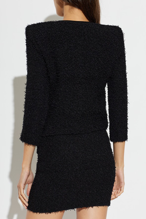 Balmain Cardigan tweed cu umerare cusute