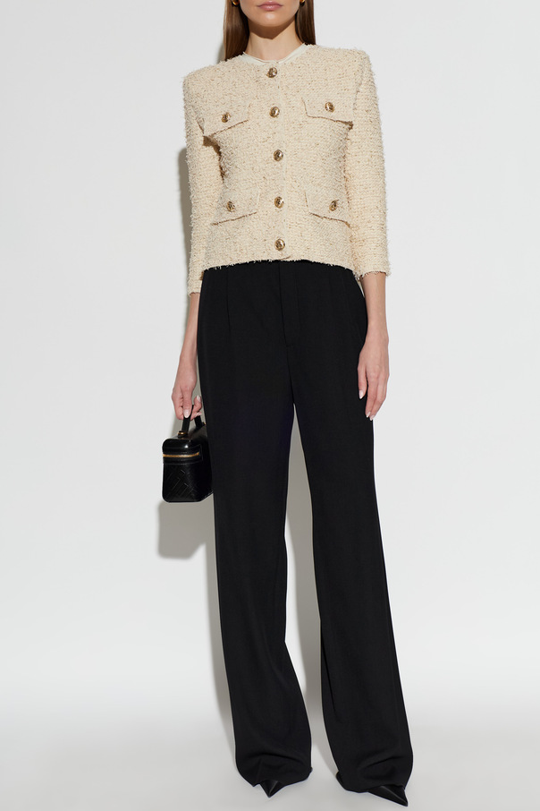 Balmain Cream bouclé jacket with lurex thread