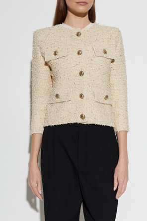Balmain Cream bouclé jacket with lurex thread