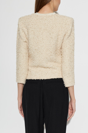 Balmain Cream bouclé jacket with lurex thread