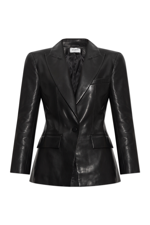 Leather blazer with a single vent od Balmain