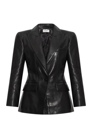 Leather blazer with a single vent
