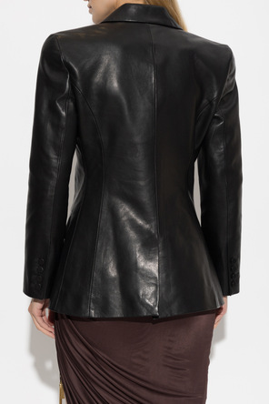 Balmain Blazer de couro com uma abertura única