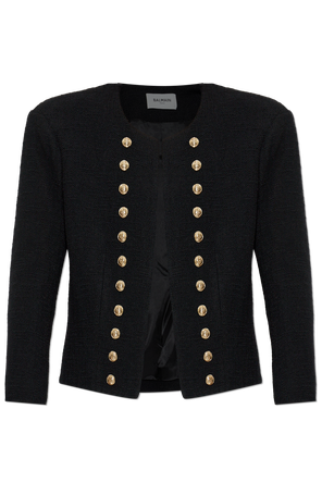 Tweed blazer with shoulder pads
