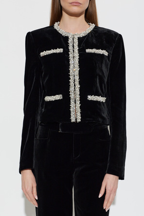 Balmain Casaco de veludo com aplicações brilhantes
