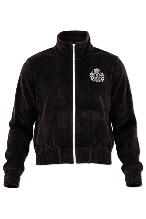 Velvet sweatshirt with stand-up collar