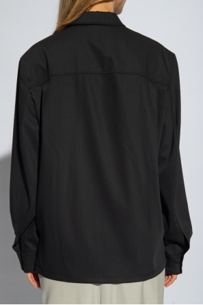 Lemaire Lacoste Kakifärgad sweatshirt i collegestil med texturerad logga