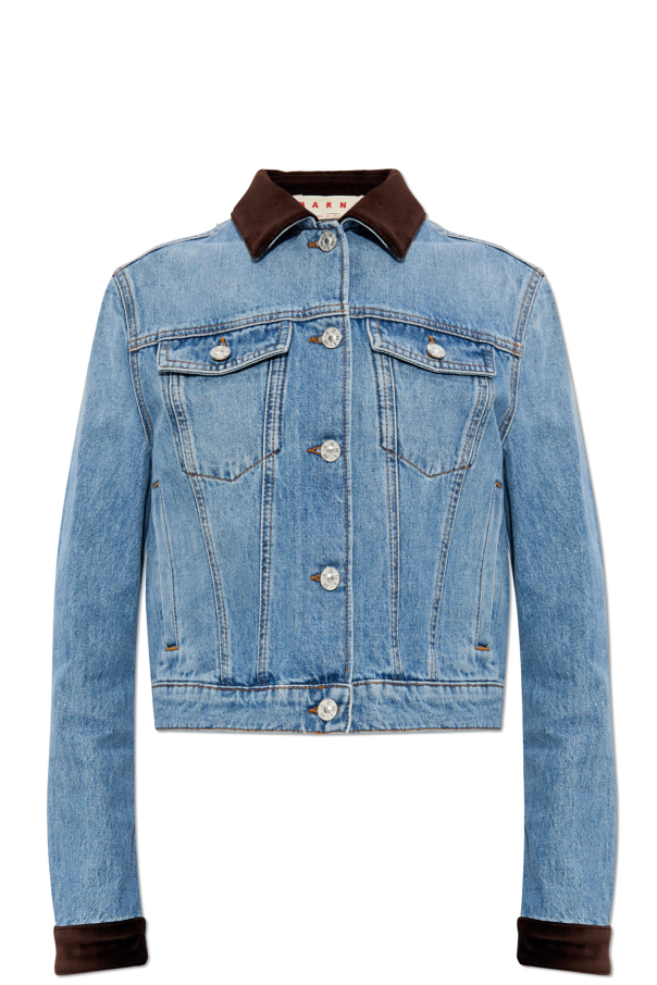 Denim jacket with velvet inserts od Marni