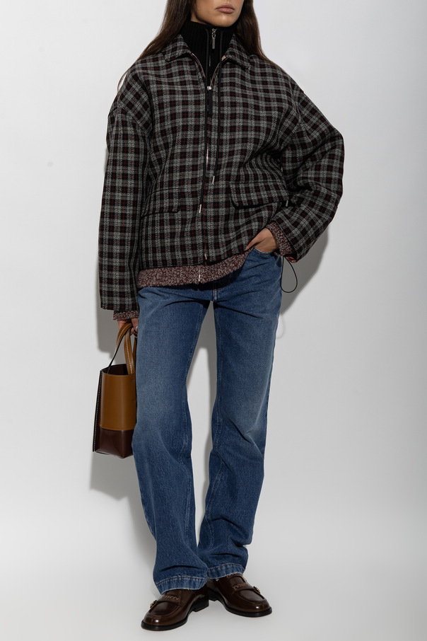Marni Oversized Plaid Jacket in Gray