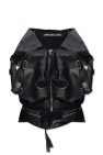 balenciaga logo collar zip up shearling jacket item