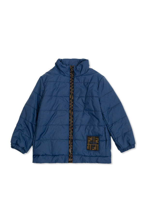 Insulated jacket with logo patch od Fendi Kids