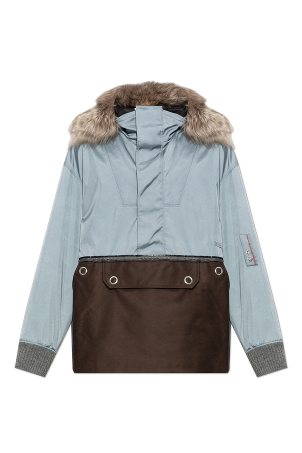 Jacket with a Removable Fur Collar od Marni
