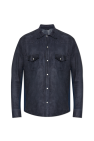 Eleventy NAVY BLUE Shirt with suede front