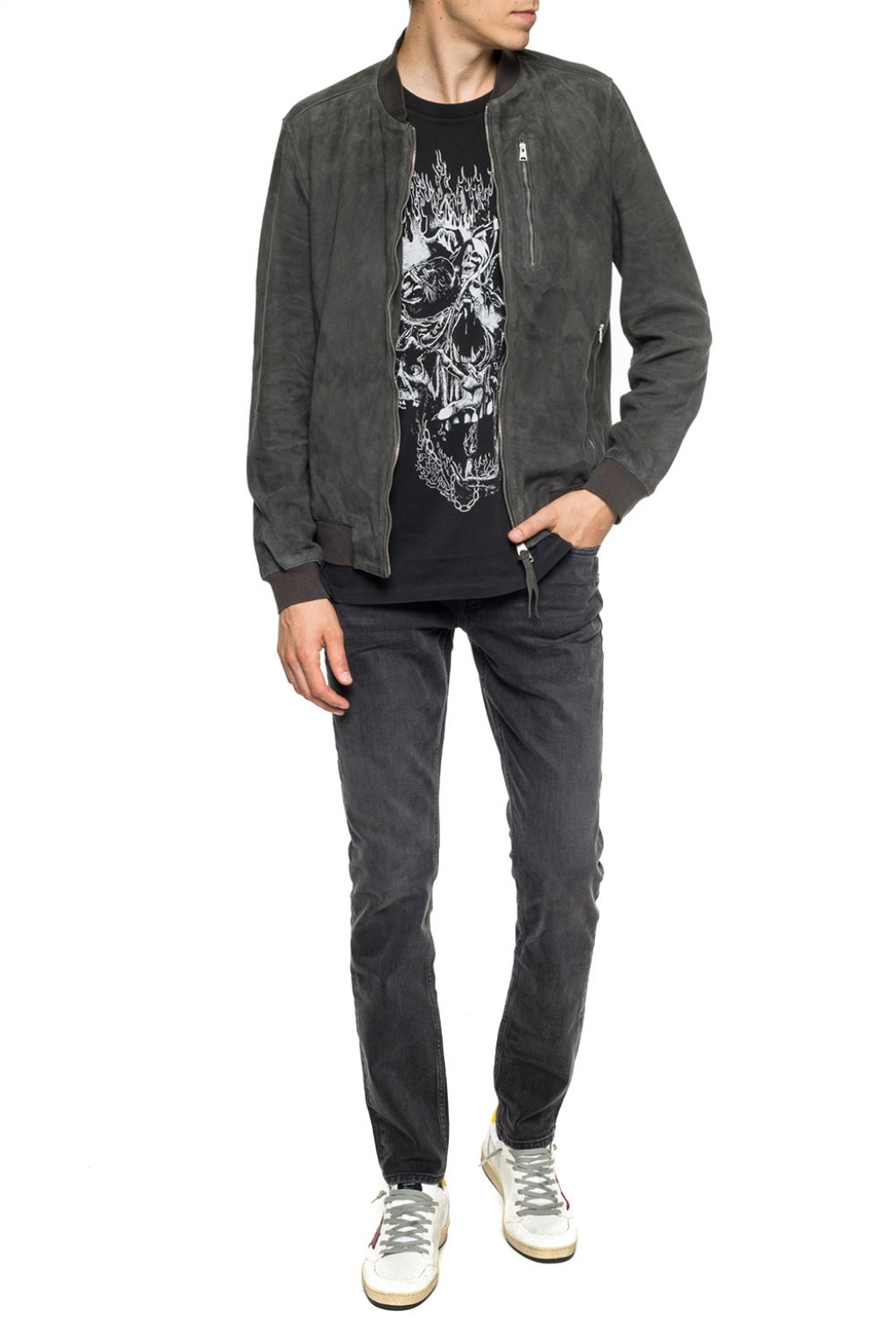 AllSaints ‘Kemble’ suede Polos jacket