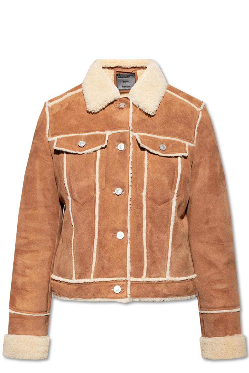 AllSaints ‘Kingsly’ shearling logo-embroidered jacket