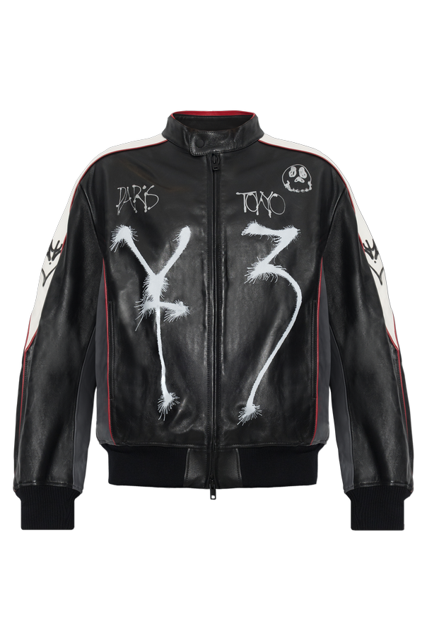 Y-3 Leather jacket with print