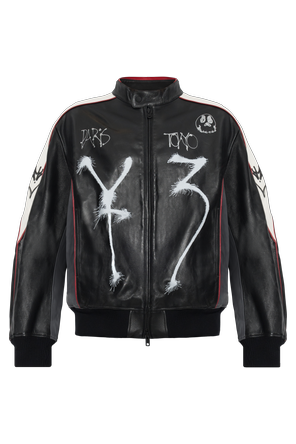 Leather jacket with print