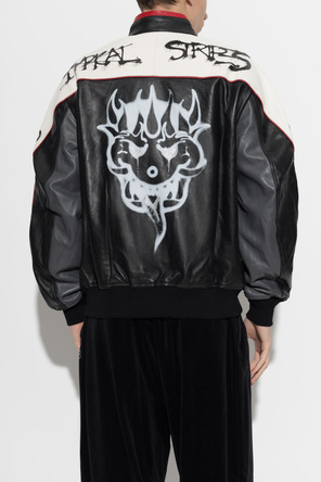 Y-3 Leather jacket with print