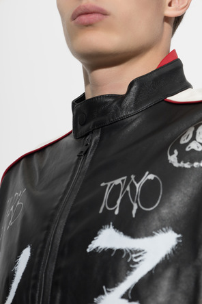Y-3 Leather jacket with print