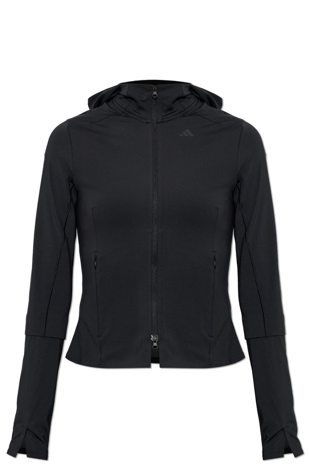 ADIDAS Performance Black fitted zip-up hooded sweatshirt