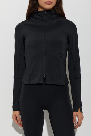 ADIDAS Performance Black fitted zip-up hooded sweatshirt