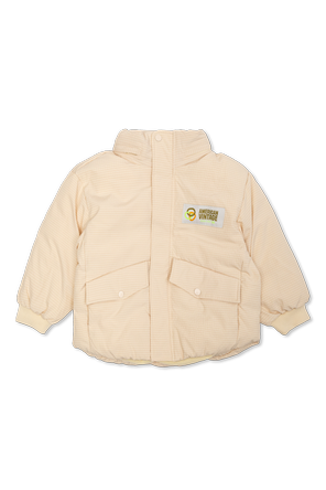 Quilted coat with sewn-on logo
