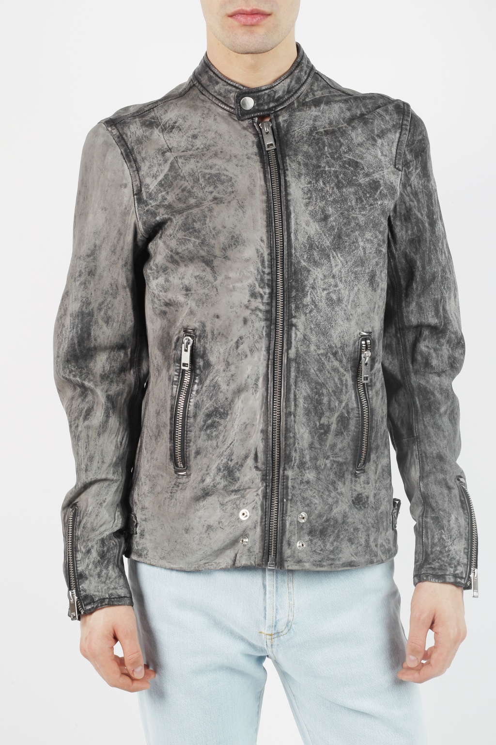 diesel grey leather jacket