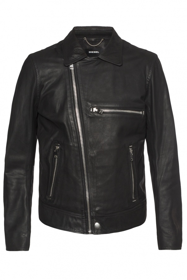 Black Leather jacket Diesel - Vitkac GB